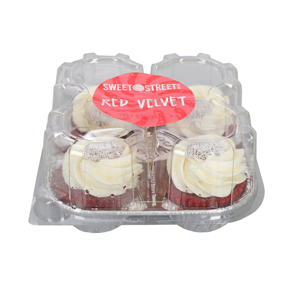 Sweet Street, Iced Red Velvet Cupcakes (4 Count) pack