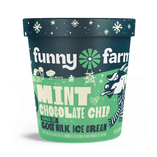 Funny Farm Goat Milk Ice Cream, Mint Chocolate Chip (Pint) icecreamsource