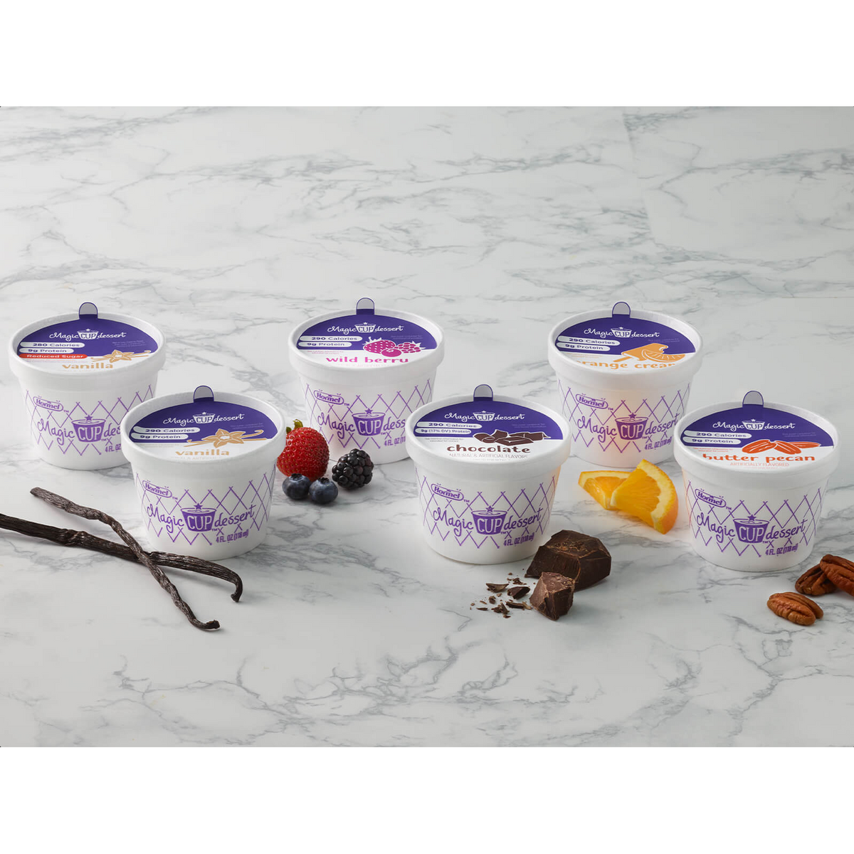 Magic Cup Variety Pack (Vanilla, Chocolate, Butter Pecan, Wild Berry,  Orange Creme & Vanilla Reduced Sugar) 24 Cups