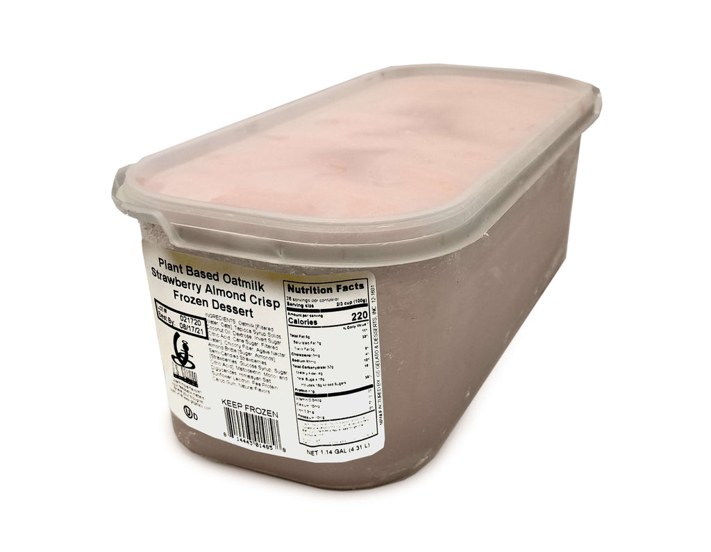 G.S Gelato, Plant Based Oatmilk Strawberry Almond Crisp Frozen Dessert, 5 L. (1 Count) tub