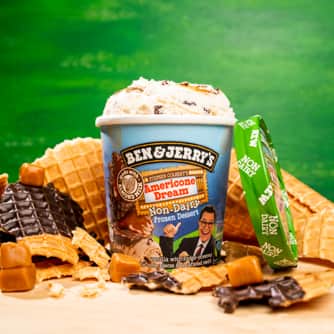 Ben & Jerry's, Americone Dream (Stephen Colbert's) NON-DAIRY Ice Cream (Pint) display