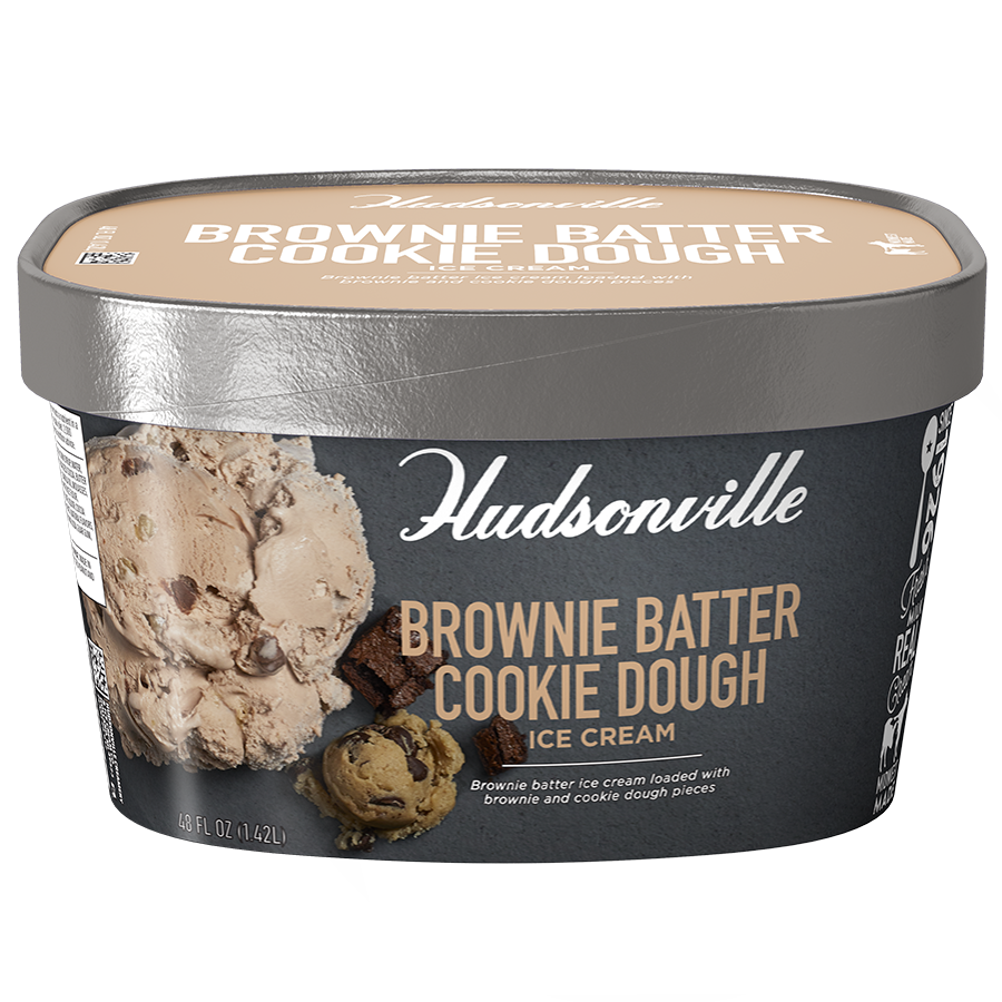 Husdonville Ice Cream, Brownie Batter Cookie Dough (48oz Carton)