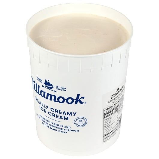 Tillamook, Peaches and Cream Ice Cream - 3 Gallons open