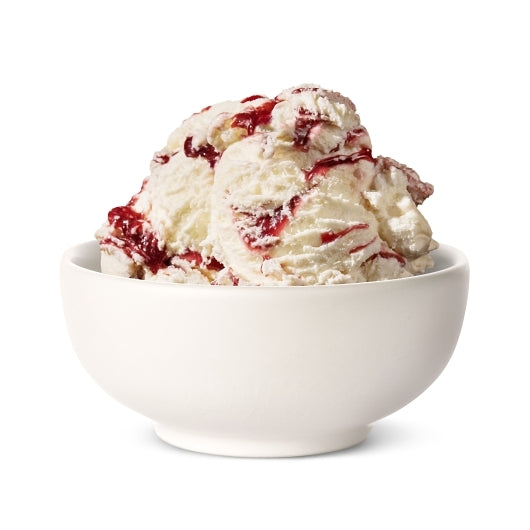 Tillamook, White Chocolate Chip Raspberry Ice Cream - 3 Gallons bowl