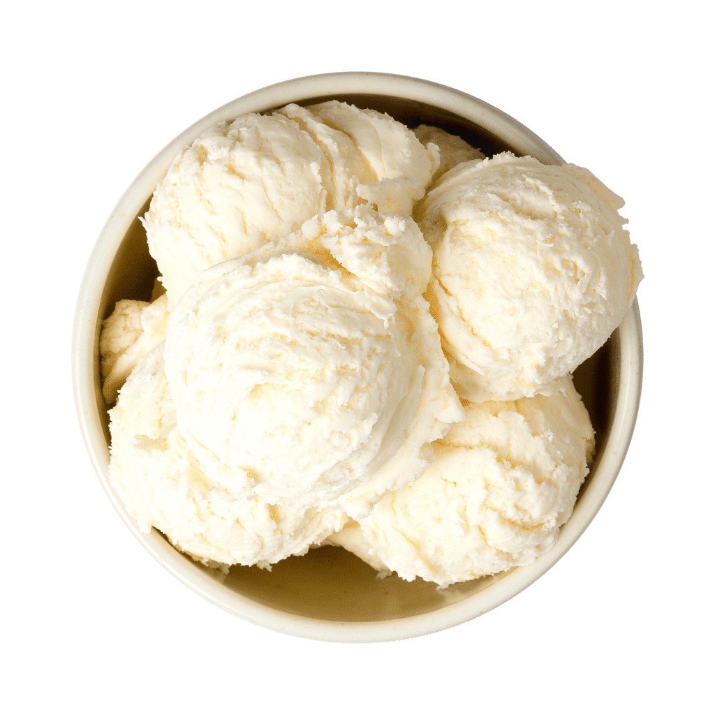 Funny Farm Goat Milk Ice Cream, Vanilla Snowflake (Pint) scoop