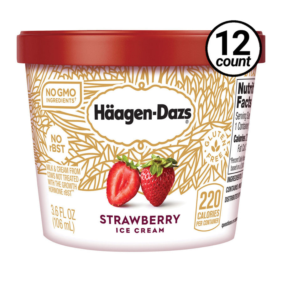 Haagen-Dazs Strawberry Ice Cream - Single-Serve MiniCup (Case of 12)