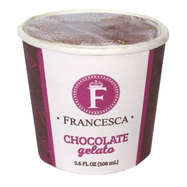 G.S Gelato, Francesca Chocolate Gelato Mini Cups, 3.6oz (48 Count) open