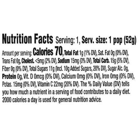Nestle, Wonka Orange Push-Pops, 2.7 Oz. (24 Count) nutrition