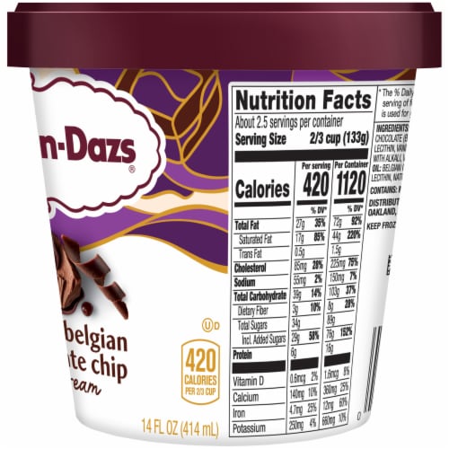 Haagen-Dazs, Double Belgian Chocolate Chip Ice Cream, Pint (1 Count) nutrition1