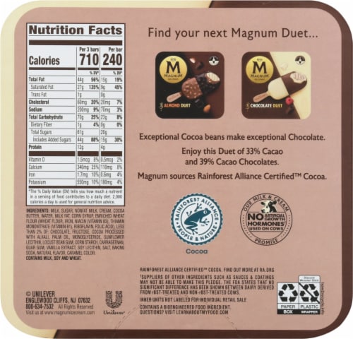 Magnum Cookie Duet Ice Cream Bar, 2.87 Oz. Bar (12 Count) nutrition