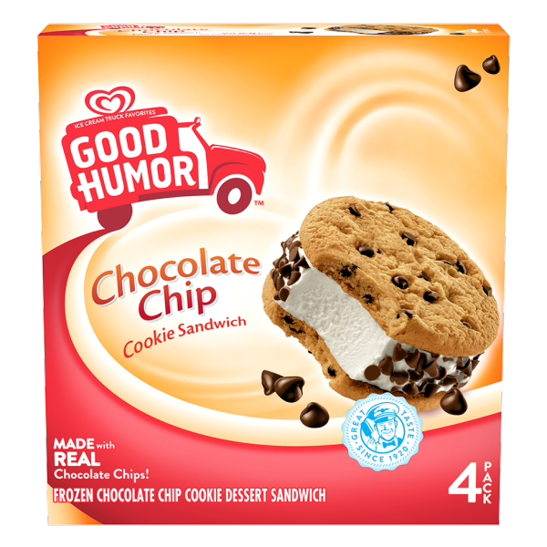 Good Humor, Chocolate Chip Cookie Sandwich, 4 oz. (4 Count)