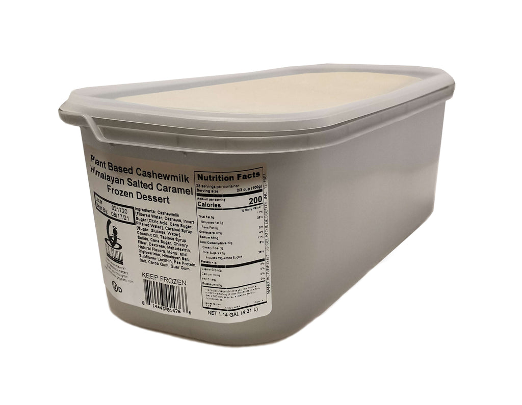 G.S Gelato, Plant Based Cashew Milk Himalayan Salted Caramel Frozen Dessert, 5 L. (1 Count) tub
