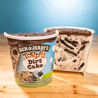 Ben & Jerry's Dirt Cake Topp'd Ice Cream (Pint) cut
