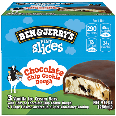 Ben & Jerry's Pint SLICES - Chocolate Chip Cookie Dough - Box of 3