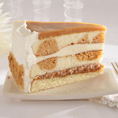 Sweet Street, 3-Layer Salted Caramel Vanilla Crunch Cake (1 Count) slice