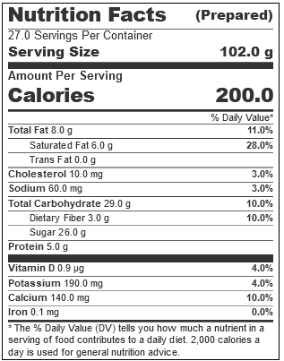 G.S Gelato, Raspberry Cheesecake Gelato, 5 L. (1 Count) nutrition panel