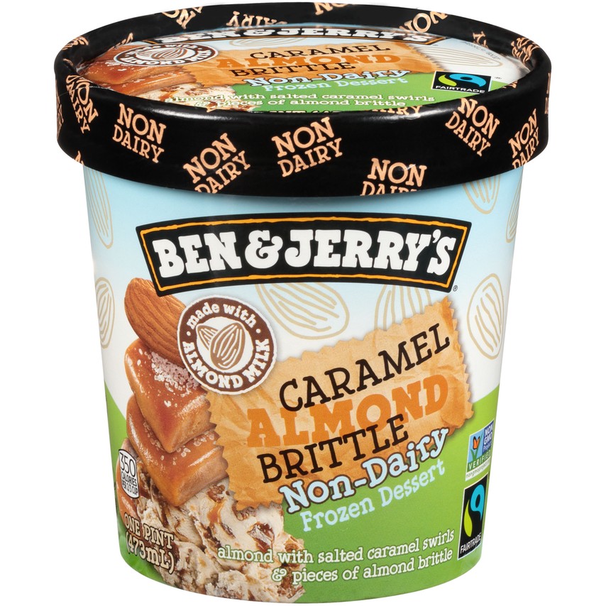 Ben & Jerry's NON-DAIRY Caramel Almond Brittle Ice Cream, Pint (1 Count)