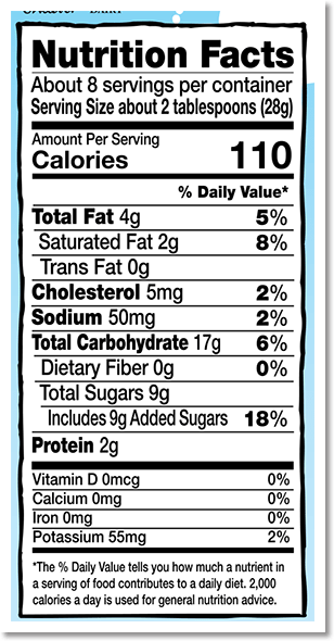 Ben & Jerry's, Peanut Butter Chocolate Chip Cookie Dough Chunks, 8 oz. (1 count) nutrition panel